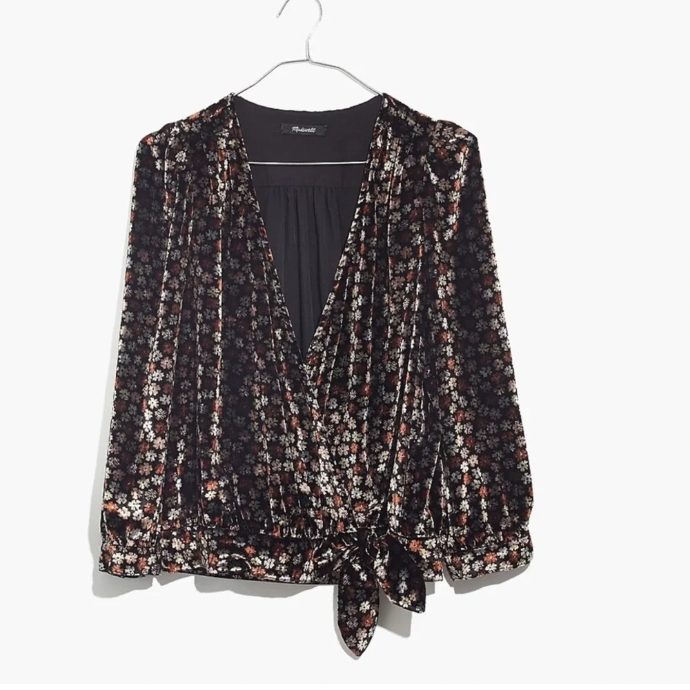 Madewell Velvet Wrap Top in
Petite Blooms - Picture 5 of 7